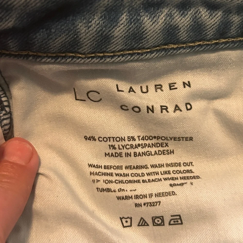 LC Lauren Conrad Blue Jean Shorts Distressed Frayed Hem size 12 - Picture 5 of 7